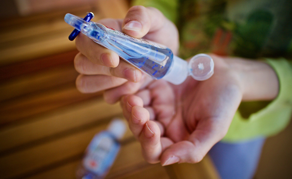 Superglue in hand sanitiser bottle